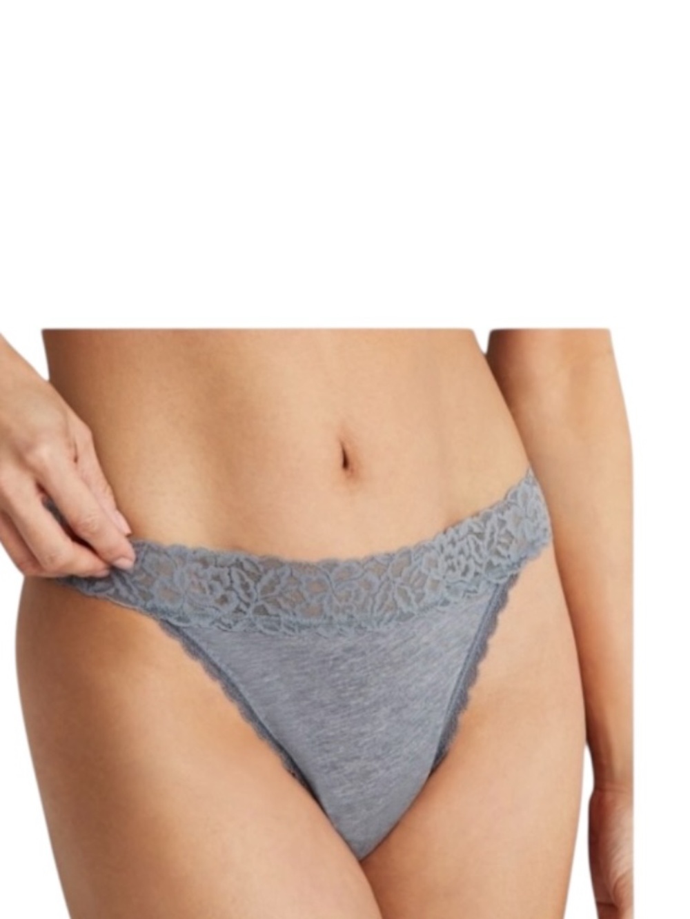 State of Day Lace Thong Panty Heather GreyStrech Low Rise Intimates - NWT